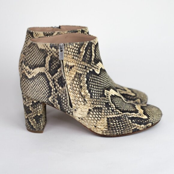 Loeffler Randal Greer Leather Ankle Boot Python Snake Print Size 8 - Picture 5 of 12